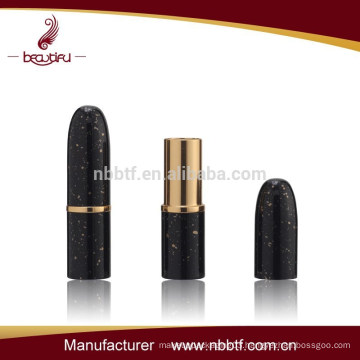 LI18-93, Elegant Black Round Aluminium Lipstick Tube